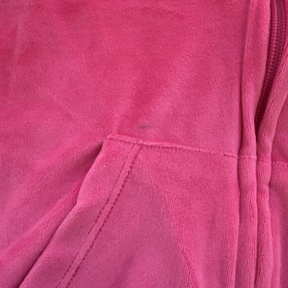 Vintage BARBIE Velour Hoodie Tracksuit Jacket Rare Pink Graphic KID Large Y2K 90 - Picture 4 of 6